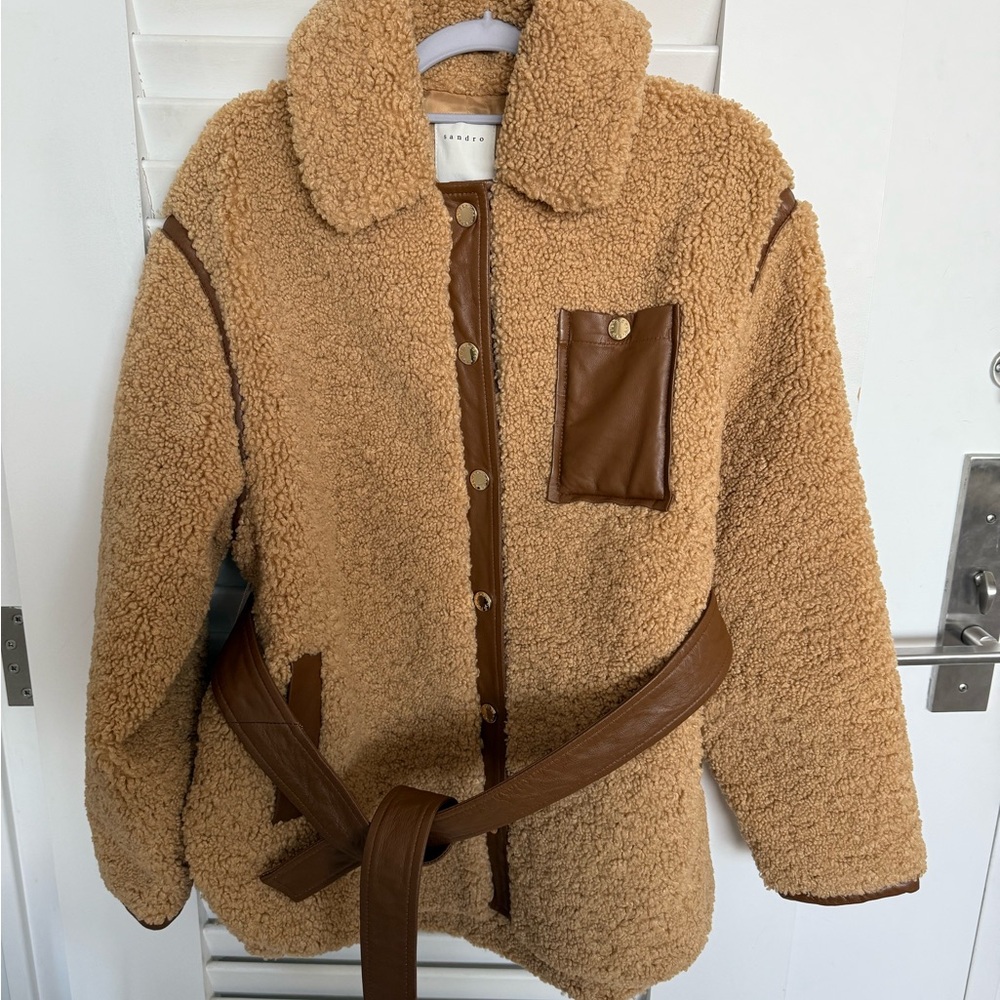 Sandro Paris Beige Sherpa Jacket